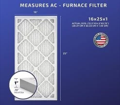 ESfilter 16x25x2 Air Filter MERV 8 Dust Defense Pleated HVAC AC Furnace Air Filters Replacement (Actual Size: 19.50 X 24.50 X 0.75 Inches) (1)