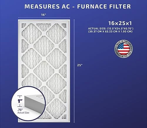 ESfilter 16x25x2 Air Filter MERV 8 Dust Defense Pleated HVAC AC Furnace Air Filters Replacement (Actual Size: 19.50 X 24.50 X 0.75 Inches) (1) 3 ESfilter 16x25x2 Air Filter MERV 8 Dust Defense Pleated HVAC AC Furnace Air Filters Replacement (Actual Size: 19.50 X 24.50 X 0.75 Inches) (1)