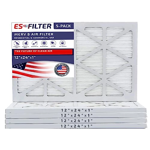 ESfilter 12x24x1 Air Filter MERV 8 Dust Defense, Pleated HVAC AC Furnace Air Filters Replacement (Size: 11.50 X 23.50 X 0.75 Inches) 3 ESfilter 12x24x1 Air Filter MERV 8 Dust Defense, Pleated HVAC AC Furnace Air Filters Replacement (Size: 11.50 X 23.50 X 0.75 Inches)