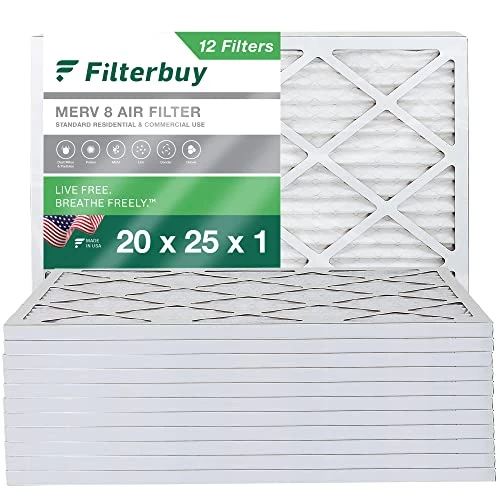 Filterbuy 20x25x1 Air Filter MERV 8 Dust Defense (12-Pack), Pleated HVAC AC Furnace Air Filters Replacement (Actual Size: 19.50 X 24.50 X 0.75 Inches) 3 Filterbuy 20x25x1 Air Filter MERV 8 Dust Defense (12-Pack), Pleated HVAC AC Furnace Air Filters Replacement (Actual Size: 19.50 X 24.50 X 0.75 Inches)