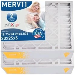 AIRX FILTERS WICKED CLEAN AIR. 20x25x5 Air Filter MERV 11 Compatible With Ultravation 91-006 Furnace Filter 2 Pack