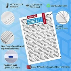 UBeesize Reusable 14x20x1 Air Filter,Upgrade AC/HVAC/Furnace Filter,MERV 8,MPR 700,Easy To Close/Open,1xReusable ABS Frame+6xReplaceable Filter(Actual Size: 13.78"x19.69"x0.95") 17 UBeesize Reusable 14x20x1 Air Filter,Upgrade AC/HVAC/Furnace Filter,MERV 8,MPR 700,Easy To Close/Open,1xReusable ABS Frame+6xReplaceable Filter(Actual Size: 13.78"x19.69"x0.95") -Air Filter Sales 51ikVuqwiqL