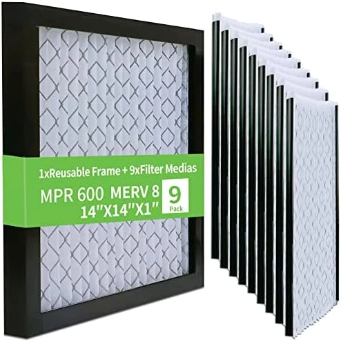 RSFDIYA Air Filter 14x14x1, 9 Pack AC Furnace Air Filters MERV8 MPR 600, 1x Reusable Frame+9 X Filter Medias, HVAC Filters, Deep Pleated Air Cleaner, Breathe Safer Home And Office Environments 9 RSFDIYA Air Filter 14x14x1, 9 Pack AC Furnace Air Filters MERV8 MPR 600, 1x Reusable Frame+9 X Filter Medias, HVAC Filters, Deep Pleated Air Cleaner, Breathe Safer Home And Office Environments - Image 7