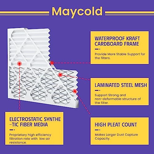 Maycold 20x30x1 Air Filter 6 Pack MERV 13,Electrostatic Pleated HVAC AC Furnace Filters Replacement Dust Defense Removes Living Dust,Pollen And Pet Dander Lint Reduction 3-Month 4 Maycold 20x30x1 Air Filter 6 Pack MERV 13,Electrostatic Pleated HVAC AC Furnace Filters Replacement Dust Defense Removes Living Dust,Pollen And Pet Dander Lint Reduction 3-Month - Image 2