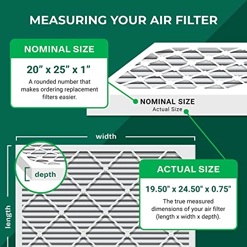Filterbuy 20x25x1 Air Filter MERV 8 Dust Defense (12-Pack), Pleated HVAC AC Furnace Air Filters Replacement (Actual Size: 19.50 X 24.50 X 0.75 Inches) 4 Filterbuy 20x25x1 Air Filter MERV 8 Dust Defense (12-Pack), Pleated HVAC AC Furnace Air Filters Replacement (Actual Size: 19.50 X 24.50 X 0.75 Inches) - Image 2