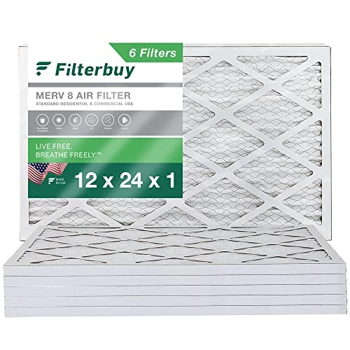 Filterbuy 12x24x1 Air Filter MERV 8 Dust Defense (6-Pack), Pleated HVAC AC Furnace Air Filters Replacement (Actual Size: 11.38 X 23.38 X 0.75 Inches) 3 Filterbuy 12x24x1 Air Filter MERV 8 Dust Defense (6-Pack), Pleated HVAC AC Furnace Air Filters Replacement (Actual Size: 11.38 X 23.38 X 0.75 Inches)