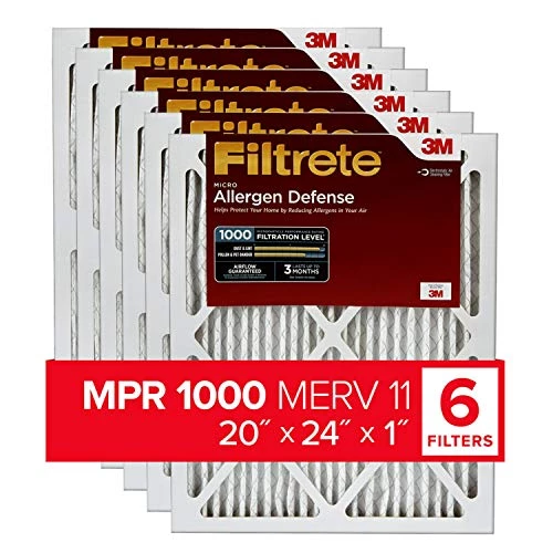 Filtrete 20x24x1 Air Filter MPR 1000 MERV 11, Allergen Defense, 6-Pack (exact Dimensions 19.81x23.81x0.81) 3 Filtrete 20x24x1 Air Filter MPR 1000 MERV 11, Allergen Defense, 6-Pack (exact Dimensions 19.81x23.81x0.81)