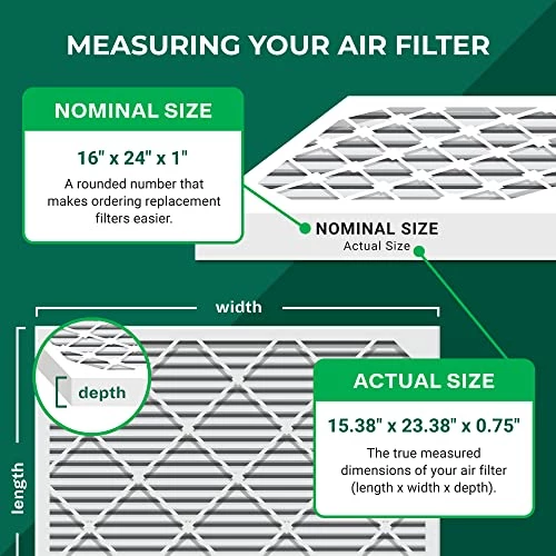 Filterbuy 16x24x1 Air Filter MERV 8 Dust Defense (6-Pack), Pleated HVAC AC Furnace Air Filters Replacement (Actual Size: 15.38 X 23.38 X 0.75 Inches) 4 Filterbuy 16x24x1 Air Filter MERV 8 Dust Defense (6-Pack), Pleated HVAC AC Furnace Air Filters Replacement (Actual Size: 15.38 X 23.38 X 0.75 Inches) - Image 2