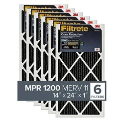 Filtrete 14x24x1 Air Filter, MPR 1200, MERV 11, Allergen Defense Odor Reduction 3-Month Pleated 1-Inch Air Filters, 6 Filters