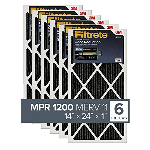 Filtrete 14x24x1 Air Filter, MPR 1200, MERV 11, Allergen Defense Odor Reduction 3-Month Pleated 1-Inch Air Filters, 6 Filters 3 Filtrete 14x24x1 Air Filter, MPR 1200, MERV 11, Allergen Defense Odor Reduction 3-Month Pleated 1-Inch Air Filters, 6 Filters
