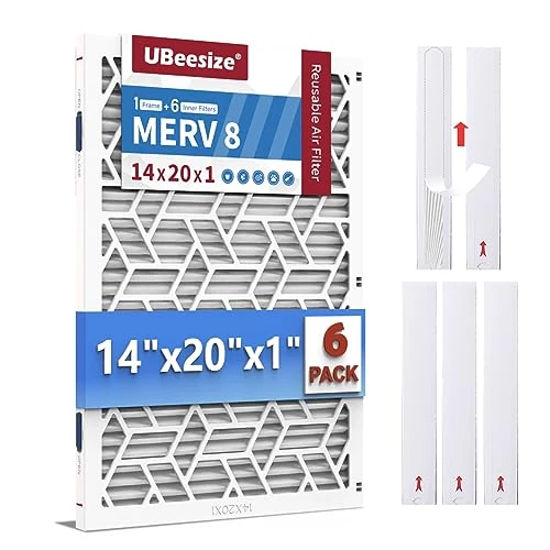 UBeesize Reusable 14x20x1 Air Filter,Upgrade AC/HVAC/Furnace Filter,MERV 8,MPR 700,Easy To Close/Open,1xReusable ABS Frame+6xReplaceable Filter(Actual Size: 13.78"x19.69"x0.95") 3 UBeesize Reusable 14x20x1 Air Filter,Upgrade AC/HVAC/Furnace Filter,MERV 8,MPR 700,Easy To Close/Open,1xReusable ABS Frame+6xReplaceable Filter(Actual Size: 13.78"x19.69"x0.95")