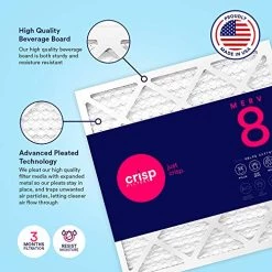 Crisp Filters, 16x24x1 Air Filter, MERV 8, MPR 600, AC Furnace Air Filter, 4-Pack (CF-16x24x1-M8pk4)