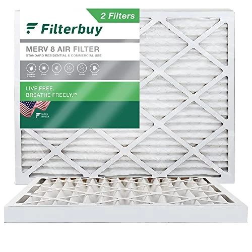 Filterbuy 20x25x2 Air Filter MERV 8 Dust Defense (2-Pack), Pleated HVAC AC Furnace Air Filters Replacement (Actual Size: 19.50 X 24.50 X 1.75 Inches) 3 Filterbuy 20x25x2 Air Filter MERV 8 Dust Defense (2-Pack), Pleated HVAC AC Furnace Air Filters Replacement (Actual Size: 19.50 X 24.50 X 1.75 Inches)