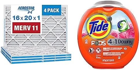 Aerostar 16x20x1 MERV 11 Pleated Air Filter, AC Furnace Air Filter, 4 Pack (Actual Size: 15 3/4"x19 3/4"x3/4") 9 Aerostar 16x20x1 MERV 11 Pleated Air Filter, AC Furnace Air Filter, 4 Pack (Actual Size: 15 3/4"x19 3/4"x3/4") - Image 7