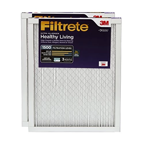 Filtrete 14x30x1 Air Filter, MPR 1500, MERV 12, Healthy Living Ultra-Allergen 3-Month Pleated 1-Inch Air Filters, 2 Filters 3 Filtrete 14x30x1 Air Filter, MPR 1500, MERV 12, Healthy Living Ultra-Allergen 3-Month Pleated 1-Inch Air Filters, 2 Filters