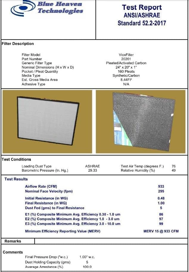 Vioxfilter H14AF AC Furnace HVAC Air Filter; Low Resistance To Air Flow; For Use With Your A/C (Pack Of 1, 16x25x1 Inches) 5 Vioxfilter H14AF AC Furnace HVAC Air Filter; Low Resistance To Air Flow; For Use With Your A/C (Pack Of 1, 16x25x1 Inches) - Image 3
